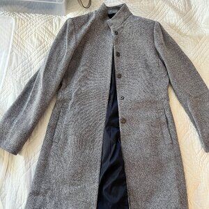 Elie Tahari gray wool tweed coat size S